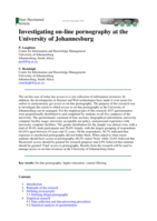 Investigating on-line pornography at the University of Johannesburg