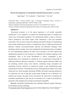 Recent developments in sustainable manufacturing of gears: a review