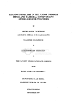 Reading problems in the junior primary phase and parental involvement : guidelines for teachers.