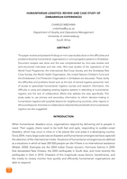 Humanitarian logistics : review and case study of Zimbabwean experiences