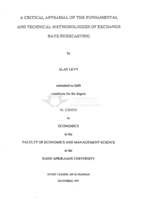 A critical appraisal of the fundamental and technical methodologies of exchange rate forecasting
