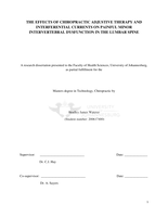 The effects of chiropractic adjustive therapy and interferential currents on painful minor intervertebral dysfunction in the lumbar spine