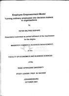 Employee empowerment model : turning ordinary employees into decision-makers in organisations