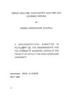 Error analysis, contrastive analysis and cohesive writing