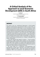 A critical analysis of the approach to local economic development (LED) in South Africa