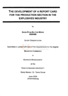 The development of a report card for the production section in the explosives industry