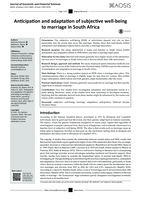 Anticipation and adaptation of subjective well-being to marriage in South Africa