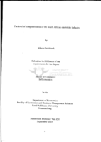 The level of competitiveness of the South African electricity industry