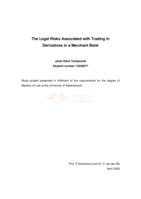 The legal risks associated with trading in derivatives in a Merchant Bank