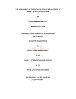 The assessment of parent involvement as an aspect of whole school evaluation.