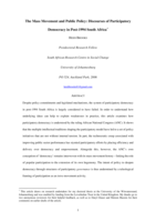 The mass movement and public policy : discourses of participatory democracy in Post-1994 South Africa