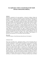 An exploratory study on mentoring in the South African construction industry