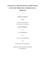 Changes in the mechanical behaviour of filter media due to biological growth.