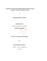 Guidelines for educators towards curbing high risk behaviour leading to HIV/AIDS in secondary schools.