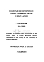 Normative isokinetic torque values for rehabilitation in South Africa