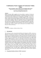 Confirmatory factor analysis of contractors’ safety policy