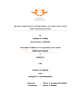 Natural clinoptilolite for the removal of cobalt and copper from aqueous solutions