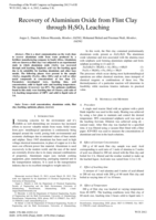 Recovery of aluminium oxide from flint clay through H2SO4 leaching