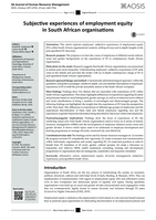 Subjective experiences of employment equity in South African organisations