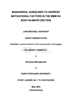 Managerial guidelines to address motivational factors in the BMW SA Body-in-White section