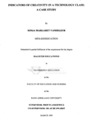 Indicators of creativity in a technology class : a case study