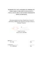 Retrospective cost comparison of chiropractic versus medical treatment of back pain in a typical South African  mechanised underground mining environment