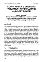 South Africa's emerging parliamentary diplomacy and soft power
