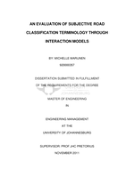 An evaluation of subjective road classification terminology through interaction models