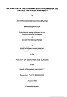 The function of the governing body to administer and control the school's property