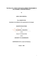 The role of a peer tutor development programme in an academic literacies module