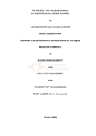 The role of the College Council of Public FET Colleges in Gauteng