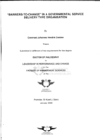 "Barriers-to-change" in a governmental service delivery type organisation