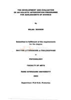 The development and evaluation of an holistic intervention programme for adolescents of divorce
