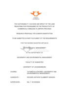 The sustainability, success and impact of the land  distribution programme on the productivity of commercial farmland (Limpopo Province)