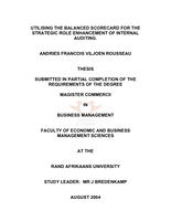 Utilising the balanced scorecard for the strategic role enhancement of internal auditing.