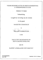 Verbruikersklagtes en bestuursrespons : 'n verkennende studie