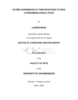 Victims' experiences of their reactions to rape : a phenomenological study