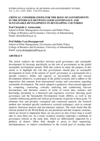 Critical considerations for the role of governments in the interface between good governance and sustainable development in developing countries