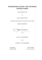 Organisational culture :  a tool for driving strategic change