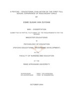 A psycho-educational evaluation of the first full sexual experience of adolescent girls.