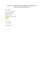 Effects of Islamic beliefs on fostering entrepreneurial actions : an exploratory study