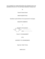 The alignment of human resources deliverables with the business strategy of the national research foundation