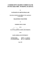 Community based curriculum in psychiatric nursing science