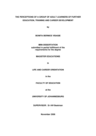 The perceptions of a group of adult learners of further education, training and career development