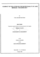 The impact of pollution on the water quality of Lake Mzingazi : Richards Bay