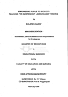 Empowering pupils to succeed : teaching for independent learning and thinking