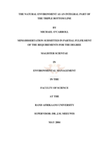 The natural environment as an integral part of the triple bottom line