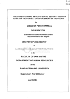 The constitutional impact of social security in South Africa in the context of enforcement by the courts