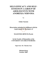 Self-efficacy and self-esteem in a group of adolescents with anorexia nervosa