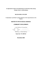 An appreciative inquiry into philanthropy of community (PoC) among refugee women in Johannesburg